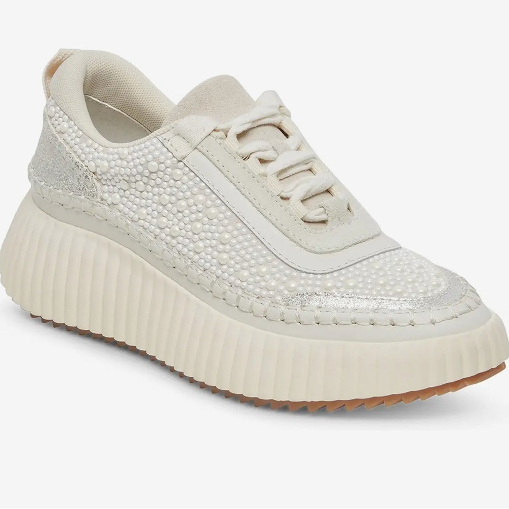 Dolce Vita Cream and Silver Sneakers